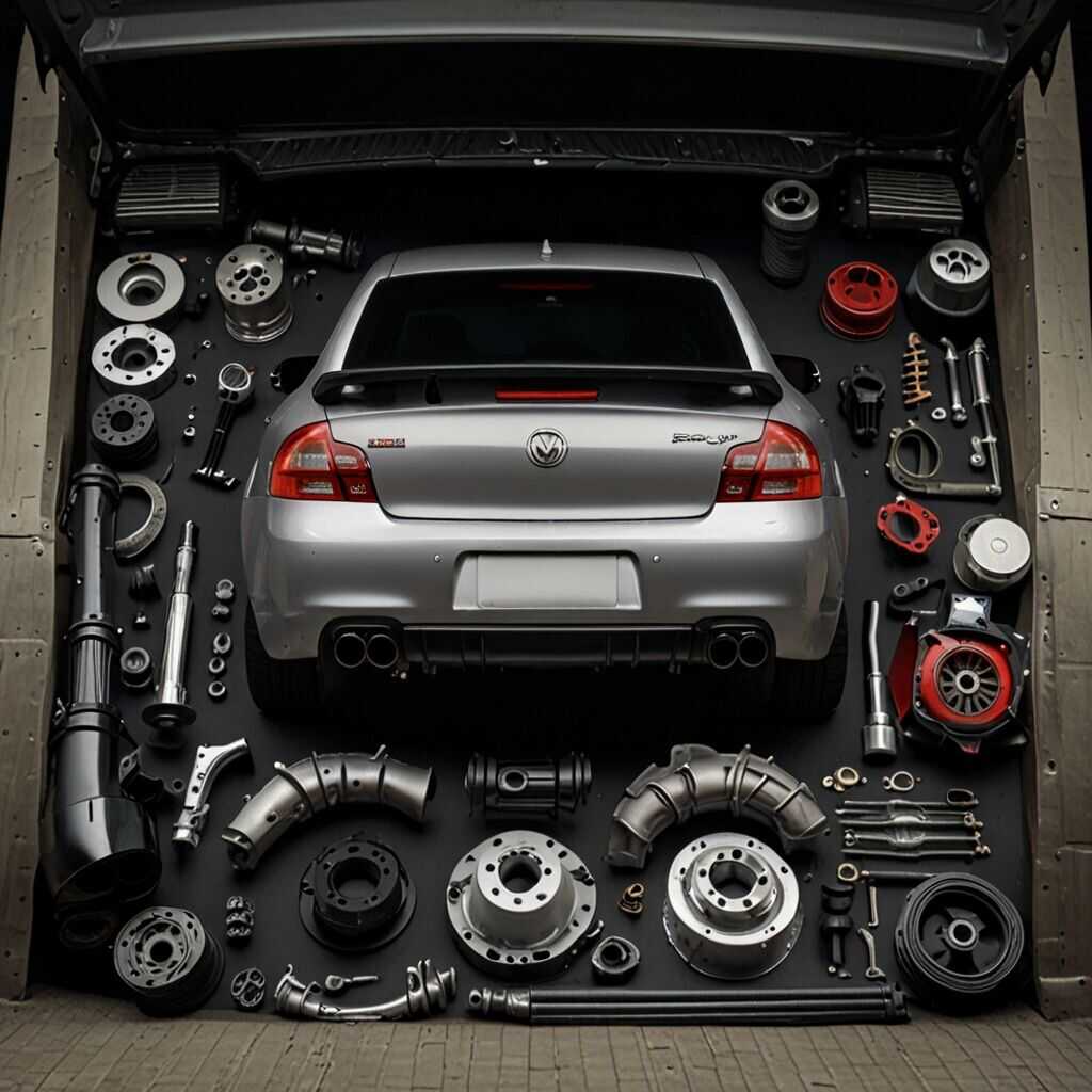 Cross-drilled brake rotor on display