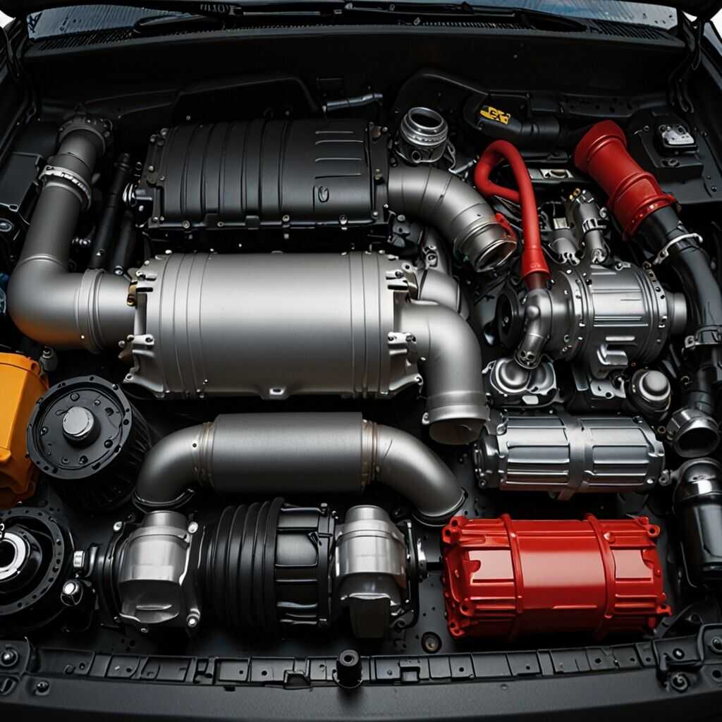 Mechanic examining engine data on laptop